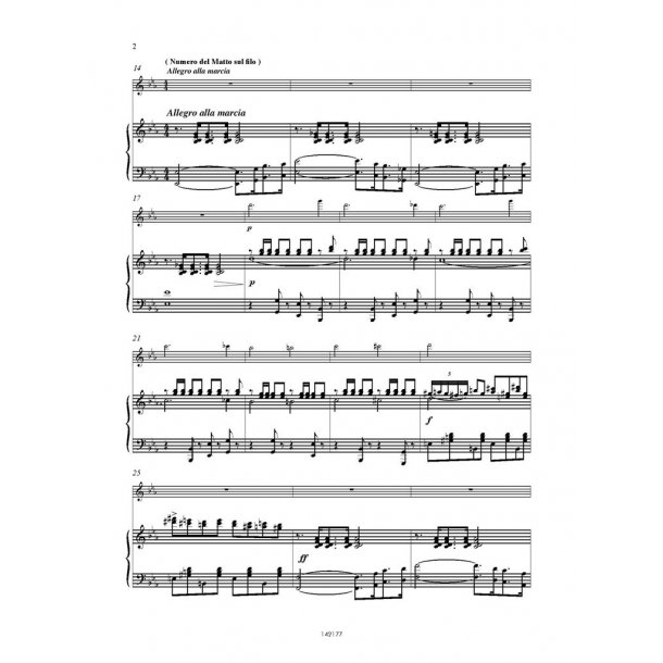 La strada : VI: Numero del Matto sul filo (Rielaborazione per fIauto e pianoforte di C. Tabarelli)